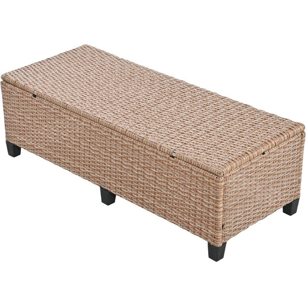 English Elm Tomax Outdoor Pe Wicker Sectional Set Seats 7 with Dining Table and Side Tables N717S100006D