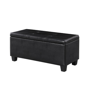English Elm Large Storage Ottoman Bench Set with 3-Piece Tufted Linen Ottomans, Hidden Storage, 250lb Capacity Black W142083040