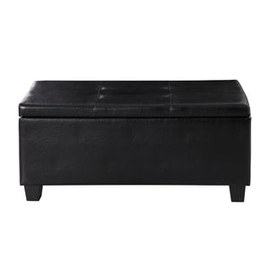 English Elm Large Storage Ottoman Bench Set with 3-Piece Tufted Linen Ottomans, Hidden Storage, 250lb Capacity Black W142083040