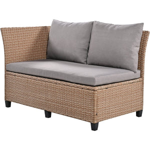 English Elm Tomax Outdoor Pe Wicker Sectional Set Seats 7 with Dining Table and Side Tables N717S100006D