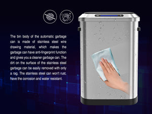 English Elm 50L Smart Motion Trash Can with Silent Slow-Close Lid, 50L/13.2Gal Stainless Steel Sensor Bin W155073165