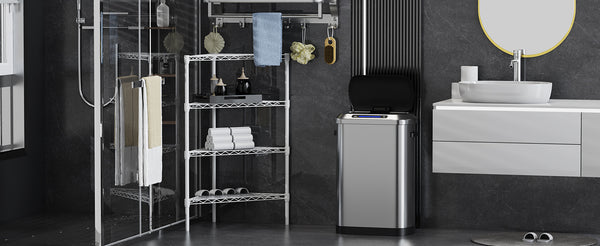 English Elm 50L Smart Motion Trash Can with Silent Slow-Close Lid, 50L/13.2Gal Stainless Steel Sensor Bin W155073165