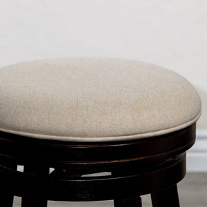 English Elm 30" Bar Stool Backless Swivel with Padded Charcoal Fabric Seat, Solid Hardwood Frame, Durable Design Espresso B04660667