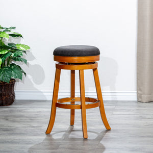 English Elm 30" Bar Stool, Natural Finish, Charcoal Fabric Seat