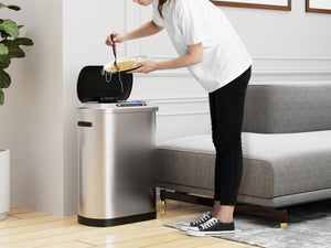 English Elm 50L Smart Motion Trash Can with Silent Slow-Close Lid, 50L/13.2Gal Stainless Steel Sensor Bin W155073165