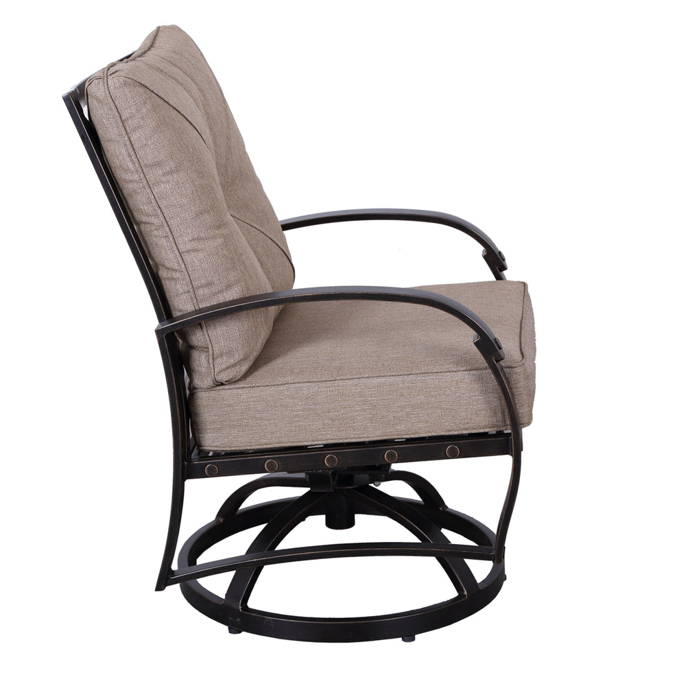 English Elm Modern Antique Bronze Dining Swivel Chairs Set of 2 with All-Weather Cushions, 360° Aluminum Patio Seating Durable Stylish B01094664