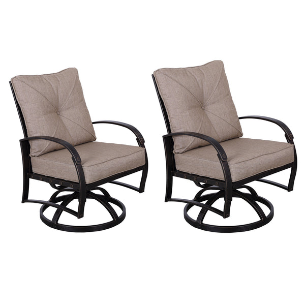 English Elm Modern Antique Bronze Dining Swivel Chairs Set of 2 with All-Weather Cushions, 360° Aluminum Patio Seating Durable Stylish B01094664