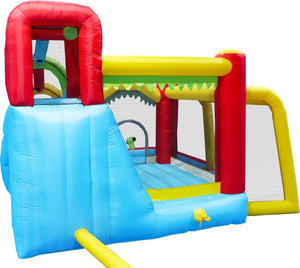 English Elm 7 in 1 Inflatable Backyard Water Park with Slide Splash Pool Climbing Wall and Bouncer W167790010