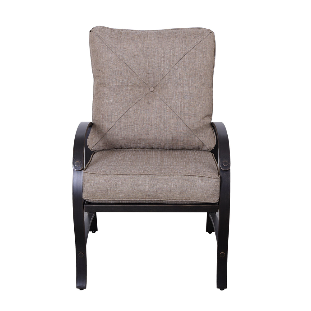 English Elm Modern Valencia Dining Chairs Set of 2 with Antique Bronze Aluminum Frame, All-Weather Cushions, Durable Design B01094663