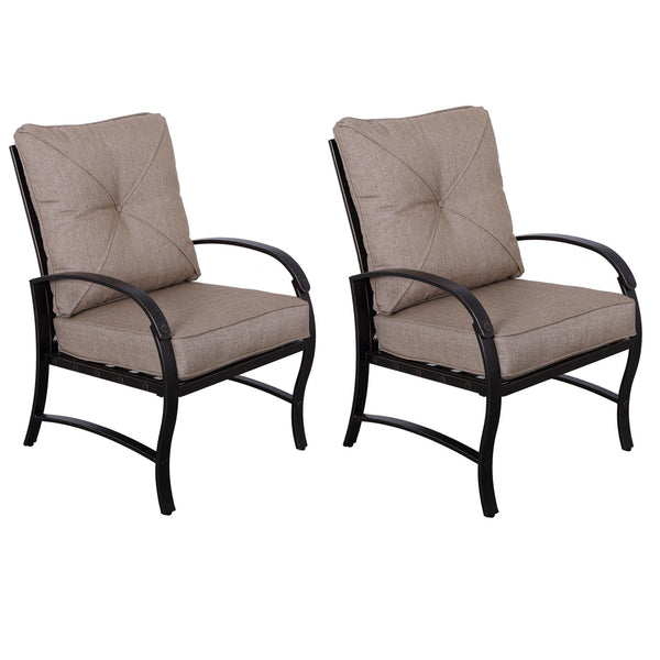 English Elm Modern Valencia Dining Chairs Set of 2 with Antique Bronze Aluminum Frame, All-Weather Cushions, Durable Design B01094663