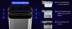 English Elm 50L Smart Motion Trash Can with Silent Slow-Close Lid, 50L/13.2Gal Stainless Steel Sensor Bin W155073165