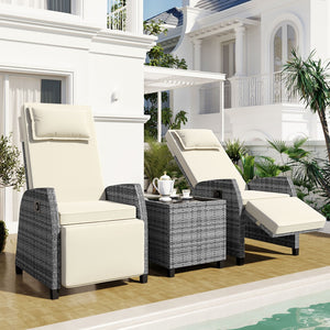 English Elm U_style Outdoor Hdpe Rattan Two Person Lounge Set with Tempered Glass Coffee Table WY000325AAA