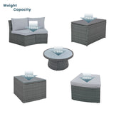 Hearth and Haven 10 Piece Outdoor Sectional Sofa Set, Light Grey