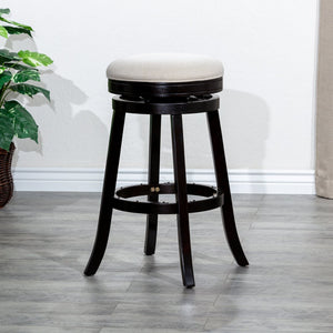 English Elm 30" Bar Stool Backless Swivel with Padded Charcoal Fabric Seat, Solid Hardwood Frame, Durable Design Espresso B04660667