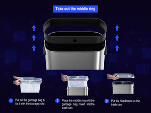 English Elm 50L Smart Motion Trash Can with Silent Slow-Close Lid, 50L/13.2Gal Stainless Steel Sensor Bin W155073165