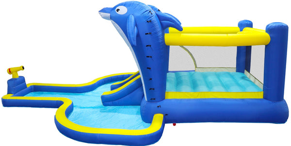 English Elm 8 in 1 Inflatable Outdoor Water Park Bounce House with Slide Sprinkler Hoop W167790002