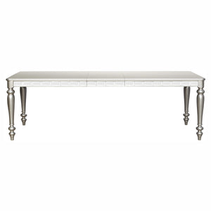 English Elm Glamorous Silver Finish 7-Piece Dining Set With Crystal Button Tufted Chairs For Elegant Dining B011S00314