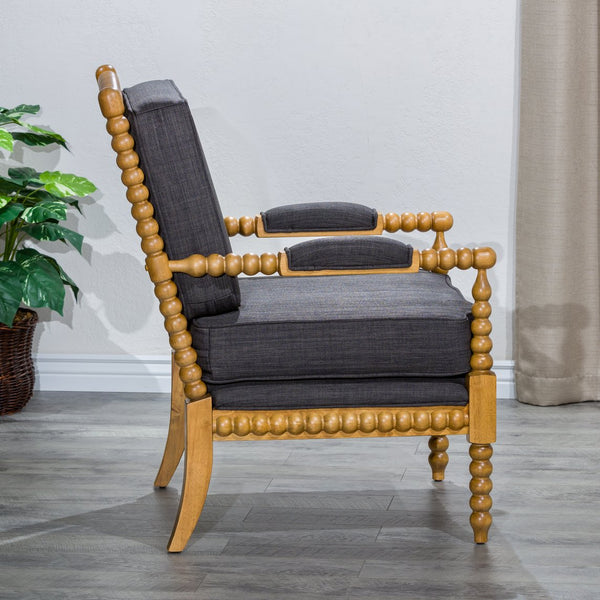 English Elm Spindle Silverthorne Chair with Plush Cushions, Turned Spindles and Padded Arms for Timeless Style Oak B046S00040