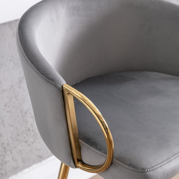 English Elm 26 Inch Set Of 2 Elegant Velvet Bar Stools With Gold Legs & Chrome Footrest For Modern Décor W124973013