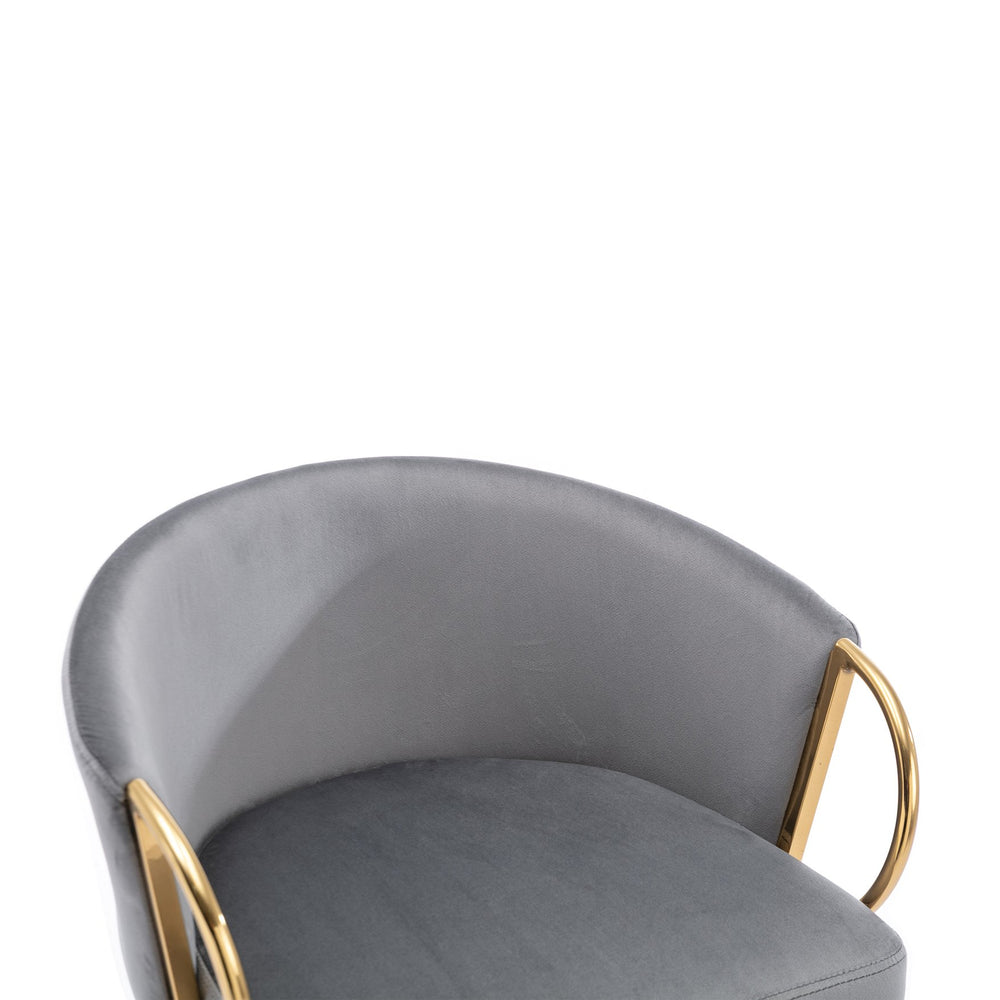 English Elm 30 Inch Set Of 2 Velvet Bar Stools With Gold Legs & Chrome Footrest - Chic Seating For Modern Spaces W124973009