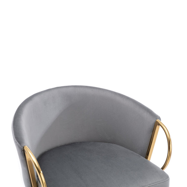 English Elm 30 Inch Set Of 2 Velvet Bar Stools With Gold Legs & Chrome Footrest - Chic Seating For Modern Spaces W124973009