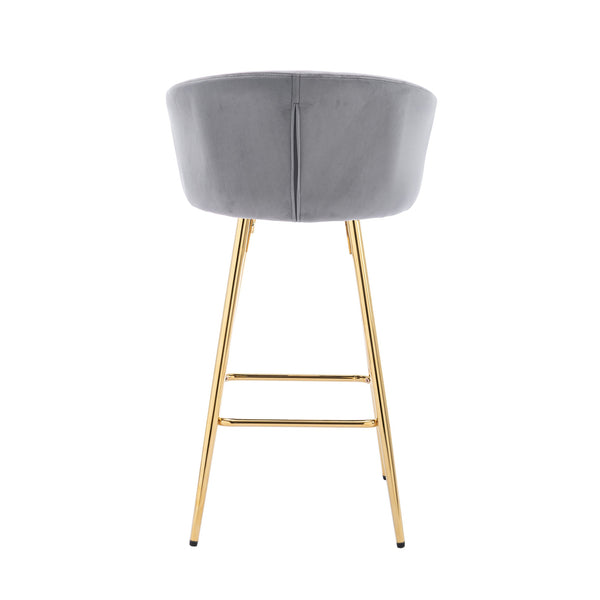 English Elm 26 Inch Set Of 2 Elegant Velvet Bar Stools With Gold Legs & Chrome Footrest For Modern Décor W124973013