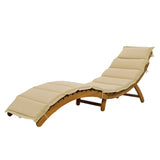 Hearth and Haven Detroit Outdoor Wood Portable Extended Chaise Lounge Set with Foldable Tea Table, Brown