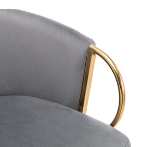 English Elm 30 Inch Set Of 2 Velvet Bar Stools With Gold Legs & Chrome Footrest - Chic Seating For Modern Spaces W124973009