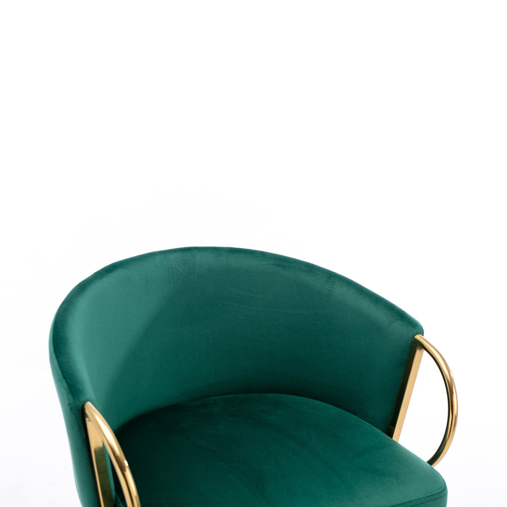 English Elm 26 Inch Velvet Bar Stools Set Of 2 – Green Upholstery, Gold Legs & Chrome Footrest For Chic Comfort W124973014