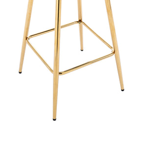 English Elm 26 Inch Velvet Bar Stools Set Of 2 – Green Upholstery, Gold Legs & Chrome Footrest For Chic Comfort W124973014