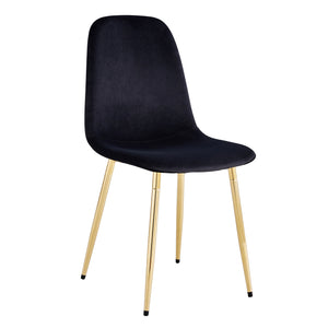 English Elm Dining Chairs Set of 4 Black Velvet Mid-Century Spoon-Shaped Side Chairs with Gold Metal Legs, Cushioned Comfort and Easy Assembly W115173229