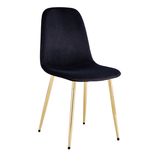 English Elm Dining Chairs Set of 4 Black Velvet Mid-Century Spoon-Shaped Side Chairs with Gold Metal Legs, Cushioned Comfort and Easy Assembly W115173229
