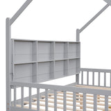 English Elm Wooden Full Size House Bed With 2 Drawers,Kids Bed With Storage Shelf, Gray(Expected Arrival Time: 5.15)