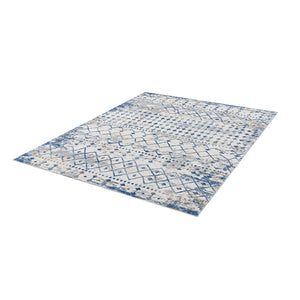 English Elm Moroccan Woven Area Rug with Soft Pile, Stain & Fade Resistant, OEKO‑TEX Certified Comfort Blue+Cream 62.99 L x 5.12 W x 5.12 H B03597953