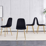 English Elm Dining Chairs Set Of 4, Modern Mid-Century Style Dining Kitchen Room Upholstered Side Chairs,Accent Chairs Spoon Shaped With Soft Velvet Fabric Cover Cushion Seat and Golden Metal Legs.B0501A