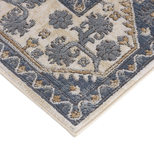 English Elm Tiled Madison Park Dakota Tile Border Area Rug 8x10 Blue Cream Geometric Non-Slip Polypropylene B03597937