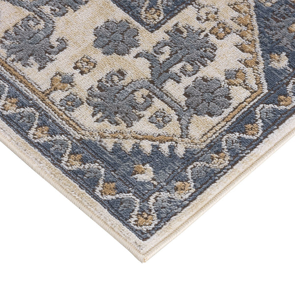 English Elm Tiled Madison Park Dakota Tile Border Area Rug 8x10 Blue Cream Geometric Non-Slip Polypropylene B03597937