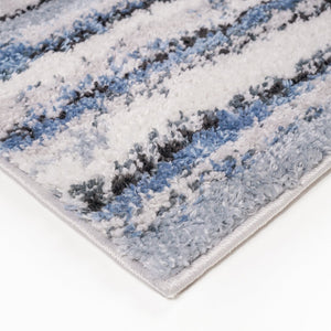 English Elm Watercolor Madison Park Riley Cozy Shag Area Rug – Plush High-Pile Blue Abstract Stripe, Nonslip Fade-Resistant 5x7 Rug B03597996