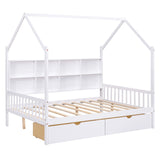 Hearth and Haven Wooden Full Size House Bed with 2 Drawers, Kids Bed with Storage Shelf(Expected Arrival Time: 5.15) WF301459AAK