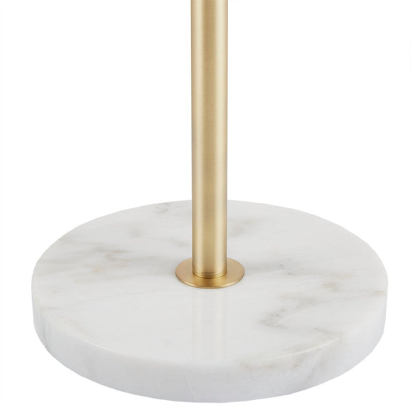 English Elm 3-Globe Holloway Floor Lamp with Marble Base, Gold Metal & White Glass Shades, Modern 62" Accent Light B03599272