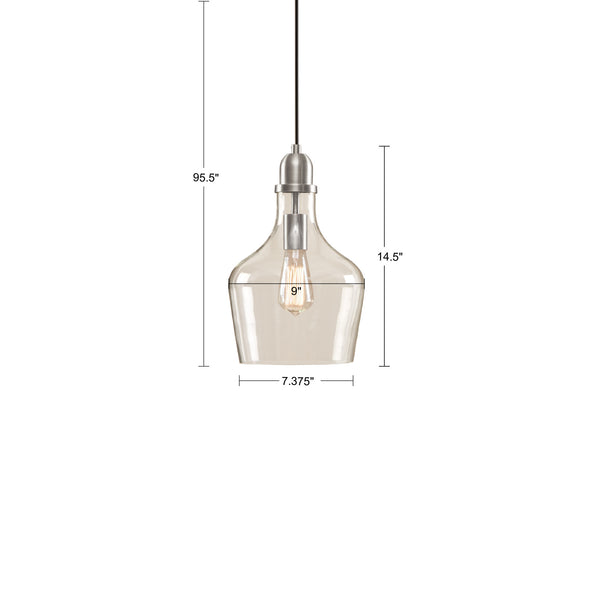 English Elm Auburn Bell Shaped Glass Pendant Light with Silver Iron Accents, 9" Shade, Industrial Vaulted Mounting B03597665