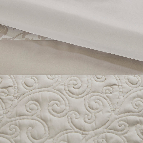 English Elm Embroidered 8-Piece King Comforter Set - Neutral Tones, Ultra-Soft Microfiber, Elegant Design B03594910