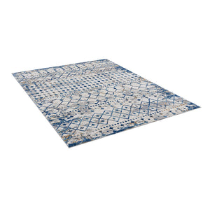 English Elm Moroccan Woven Area Rug with Soft Pile, Stain & Fade Resistant, OEKO‑TEX Certified Comfort Blue+Cream 78.74 L x 5.91 W x 5.91 H B03597954
