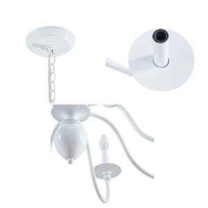 English Elm 8-Light Amelia Traditional Metal Chandelier, Glossy White 31" Dia Candle-Style, Dimmable Elegance B03599395