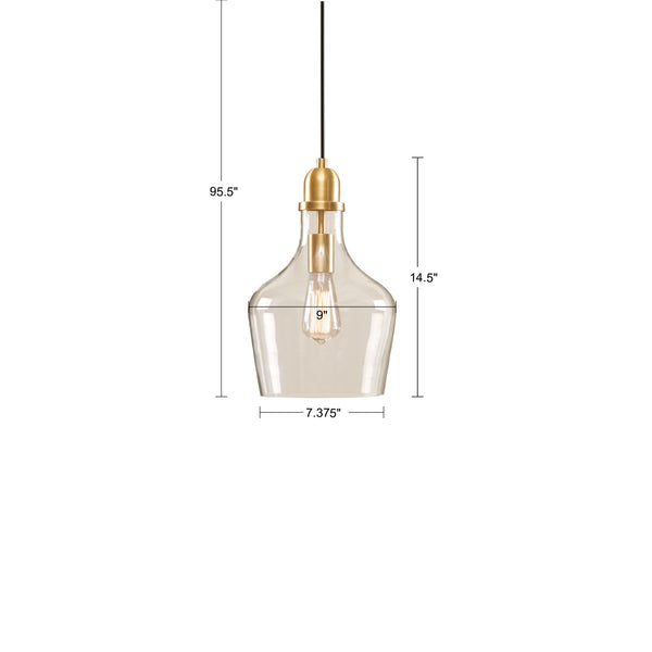 English Elm Auburn Bell Shaped Glass Pendant Light with Gold Metal Finish, Industrial Clear Shade, Vaulted Mountable B03597663