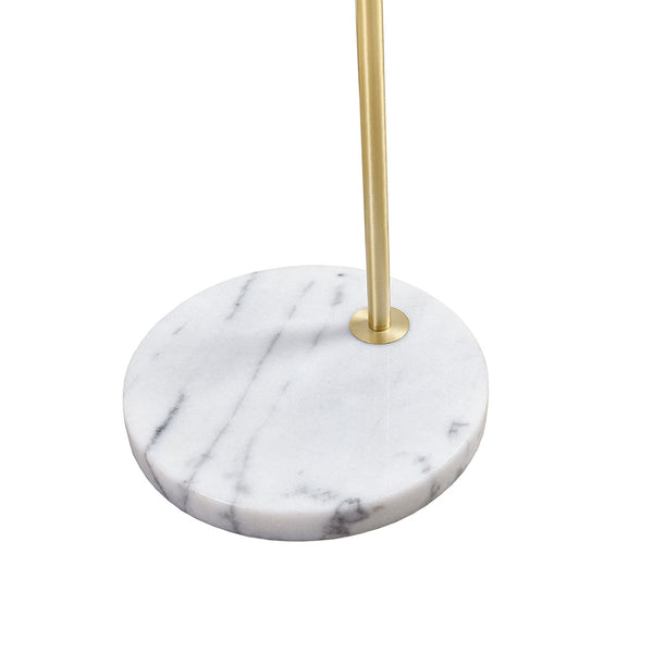 English Elm Arched Hampton Hill Auburn Floor Lamp with White Marble Base, Gold Finish & Bell Glass Shade, 64.5" B03597670