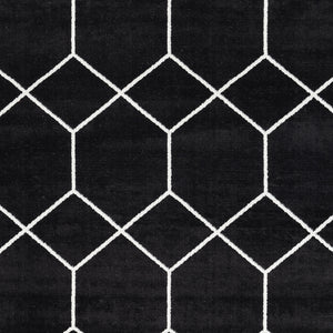 English Elm Trellis Averie Black Cream Geometric Woven Area Rug - Turkish 8x10, Medium Pile, Stain & Fade Resistant, OEKO-TEX Certified B03598017