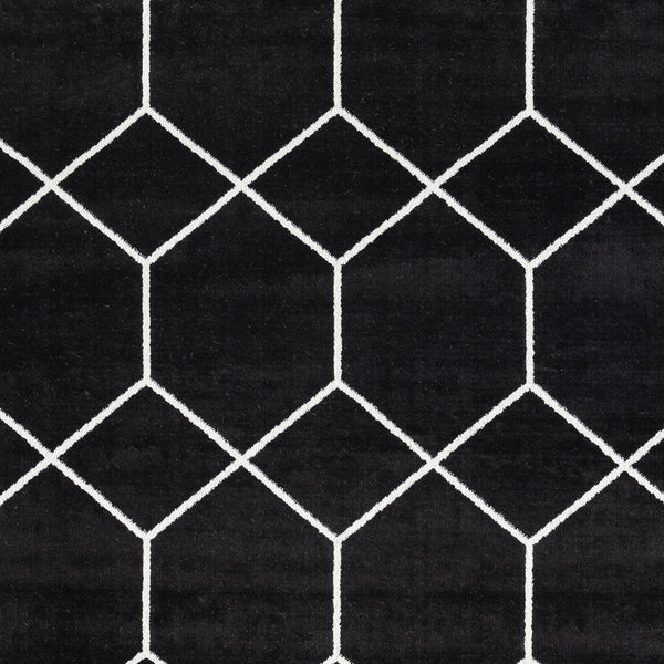 English Elm Trellis Averie Black Cream Geometric Woven Area Rug - Turkish 8x10, Medium Pile, Stain & Fade Resistant, OEKO-TEX Certified B03598017