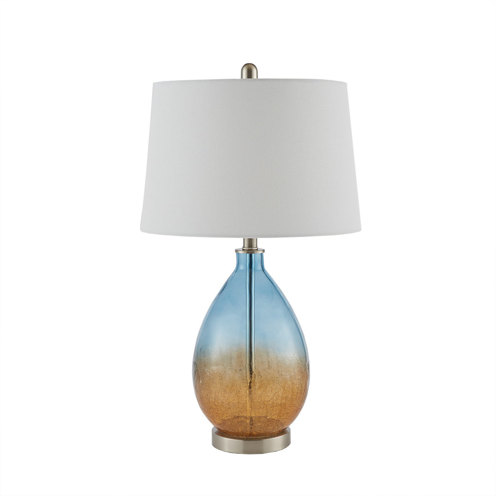 English Elm Cortina Ombre Glass Table Lamp Set of 2 – Blue Glass Bases, White Tapered Shades, Modern Accent Lighting, Includes Bulbs & 2-Year Warranty B03594978