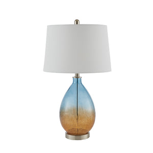 English Elm Cortina Ombre Glass Table Lamp Set of 2 – Blue Glass Bases, White Tapered Shades, Modern Accent Lighting, Includes Bulbs & 2-Year Warranty B03594978